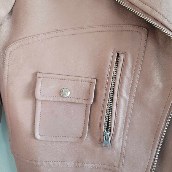 Noisy May Salmon coloured faux leather biker jacket. EUC - Picture 7 of 10